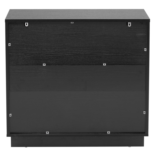 FCH Black P2 Particle Board and Density Board Wavy Pattern Drawer Front Three-Level Four-Drawer Bedside Cabinet