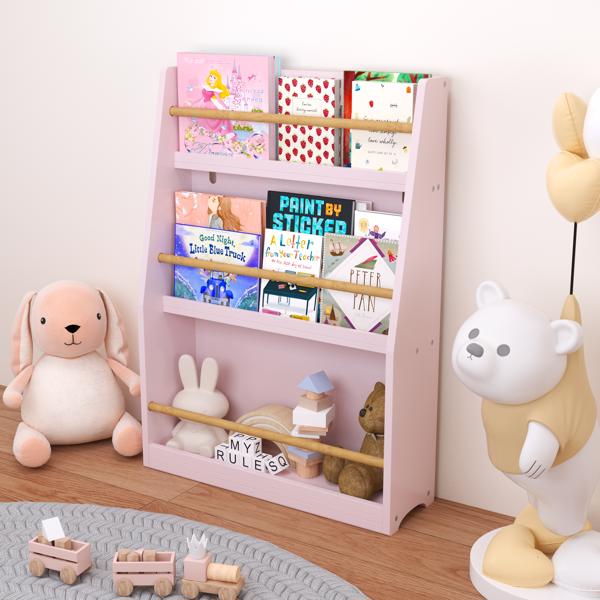 3 Tier Kids Book Shelf,Kids Book Rack, Helps Keep Bedrooms, Playrooms, and Classrooms Organized,Pink