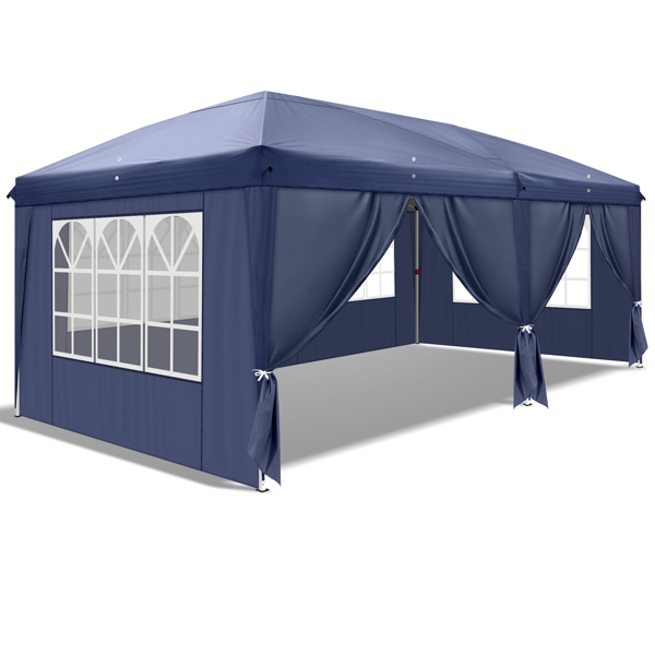 3 x 6m Four Windows Practical Waterproof Folding Tent Blue