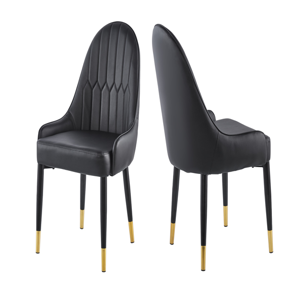 Modern Leather Dining Chair Set of 2, Upholstered Dining Chair, Legs with Black Plastic Tube Plug