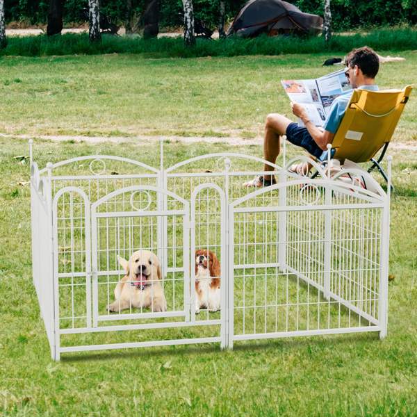 Dog Playpen Indoor 24 inch 8 Panels Metal Dog Pen Pet Dog Fence Outdoor Exercise Pen with Doors, Heavy Duty Dog Fence Puppy Pen for Large Medium Small Dogs Indoor Outdoor Foldable Pet Exercise Pen