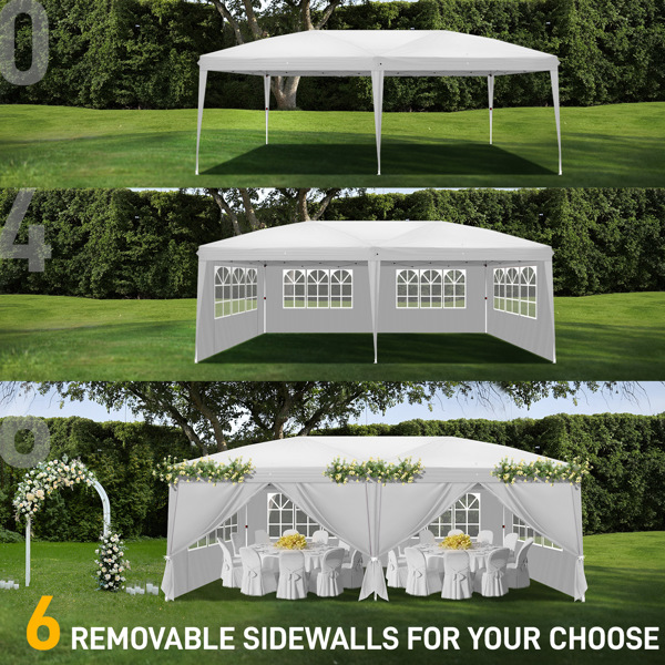 3 x 6m Four Windows Practical Waterproof Folding Tent White