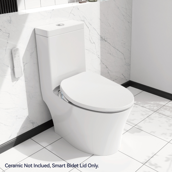 Electric Cushion Toilet Seat, Warm Water with Air Dryer, Heated Seat with Sensor and Slow Closing Cover, Strong and Weak Massage Cleaning, Night Light, Remote Control[Unable to ship on weekends]