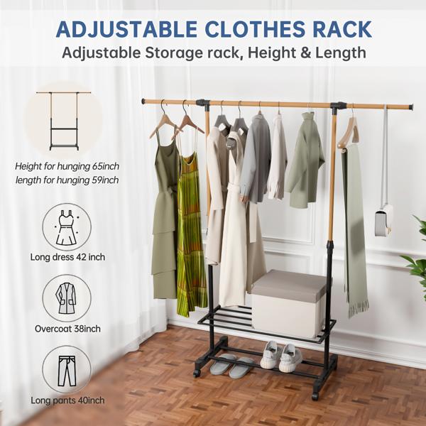 1pc, Independent drying rack with wheels, laundry drying rack, adjustable length, saving indoor and outdoor drying rack space