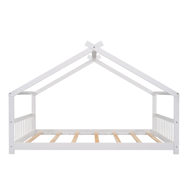 Full Size House Bed Wood Bed, White