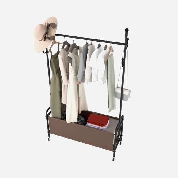 1pc, Clothes Rack with Wheels, Rolling Clothing Rack for Hanging Clothes, Heavy Duty Clothes Organizer Shelf for Hanging Clothe