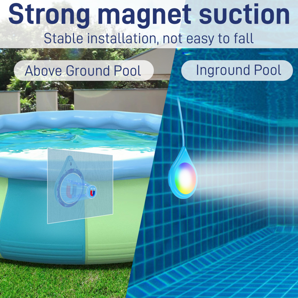 20W Smart LED Pool Lights with 26ft Cord and APP Control – IP68 Waterproof, Color Changing Magnetic Lamp for In-Ground & Above-Ground Pools (1 Pack) ﻿