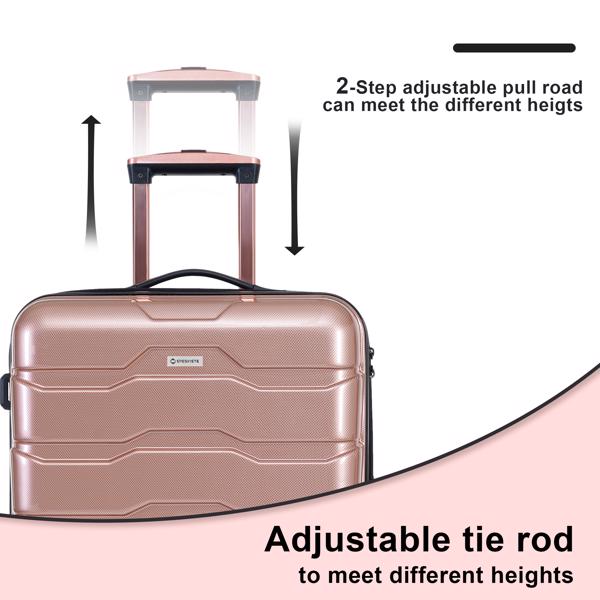 Luggage Sets ABS+PC Hardshell 3pcs Clearance Luggage Hardside Lightweight Durable Suitcase sets Spinner Wheels Suitcase with TSA Lock (20/24/28), RoseGold