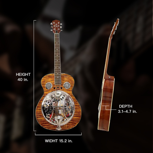 Beginner metal resonator guitar, full-size circular neck traditional resonator, built-in preamplifier