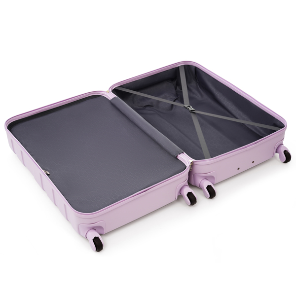 Luggage Sets New Model ABS Hardshell 3pcs Clearance Luggage Hardside Lightweight Durable Suitcase sets Spinner Wheels Suitcase with TSA Lock 20''24''28''(purple)