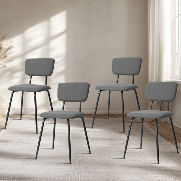 Set of 4 Modern Padded Dining Chairs for Kitchen Bar Office Chair, Grey