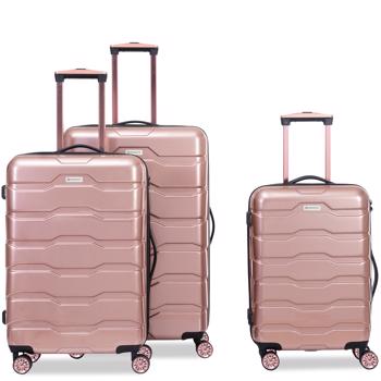 Luggage Sets ABS+PC Hardshell 3pcs Clearance Luggage Hardside Lightweight Durable Suitcase sets Spinner Wheels Suitcase with TSA Lock (20/24/28), RoseGold