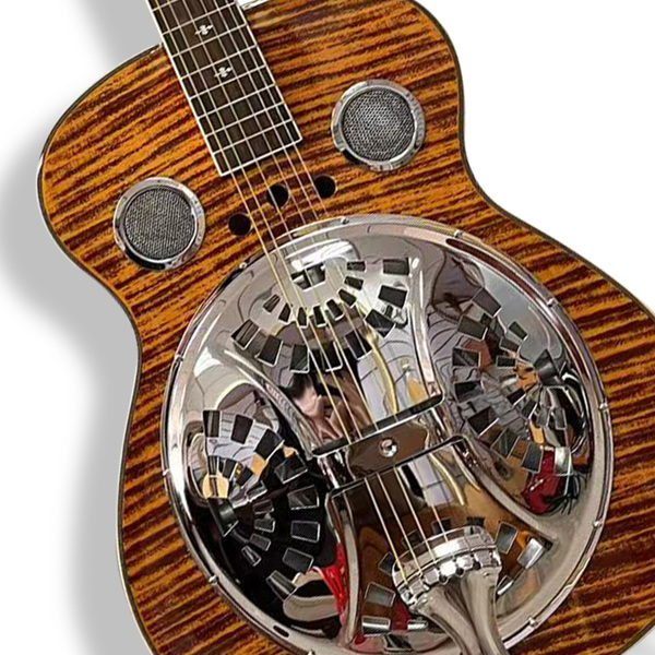 Beginner metal resonator guitar, full-size circular neck traditional resonator, built-in preamplifier