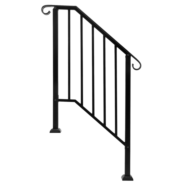 Artisasset Matte Black Outdoor 2-Step Iron Handrail （same as 82359152）