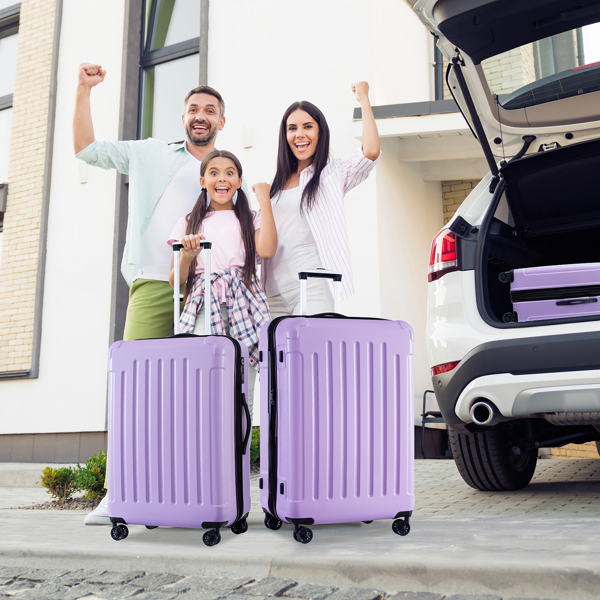 Luggage Sets ABS+PC Hardshell 3pcs Clearance Luggage Hardside Lightweight Durable Suitcase sets Spinner Wheels Suitcase with TSA Lock (20/24/28),Purple