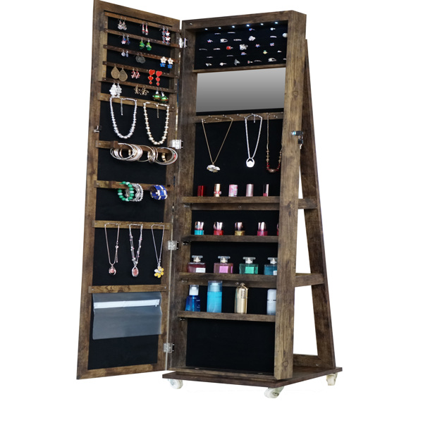 Fashion Simple 360° Swivel With  Led light Jewelry Cabinet