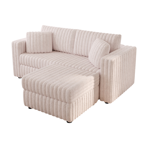 75.6"Soft  Modular 2-person Sofa with Hydraulic Lift. Highly Comfortable & Stylish. Matches 30.7" Ottoman. Ideal for Bedroom & Living Room. Light Pink