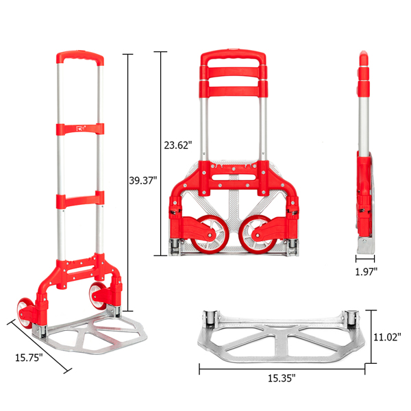 Portable Foldable Telescopic Trolley Trolley Luggage Trolley Red