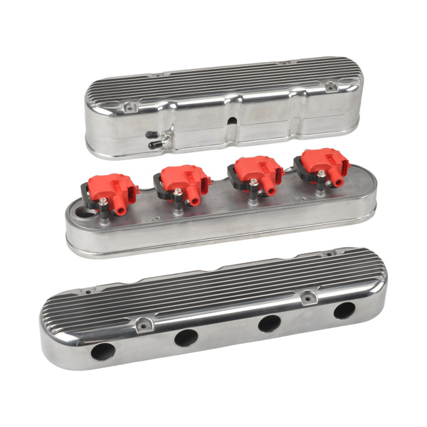 气门室盖Valve Cover Fit Ford GM LS, polished, with high voltage wire and ignition coil MT039002（禁售亚马逊 & TEMU）(不支持无理由退货)-2