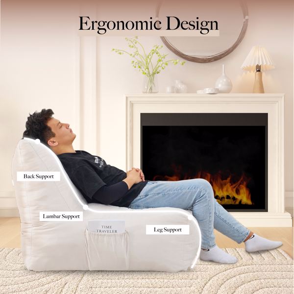 Bean Bag Chair, Cozy Lazy Sofa, Inflatable Floor Beanbags Filled with High-Density Foam, Memory Foam Bean Bag for Living Spaces, Bedrooms, and Workspaces