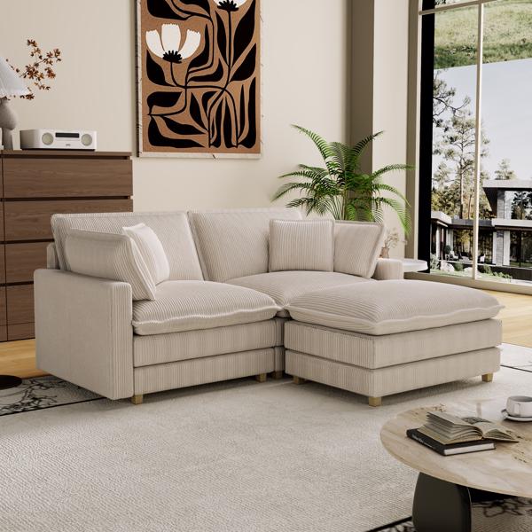 Modular Sectional Sofa,Deep Seat Couch for Living Room , 4 Pillow, Modern L-Shaped Sofa for Living Room Bedroom Apartment,BEIGE