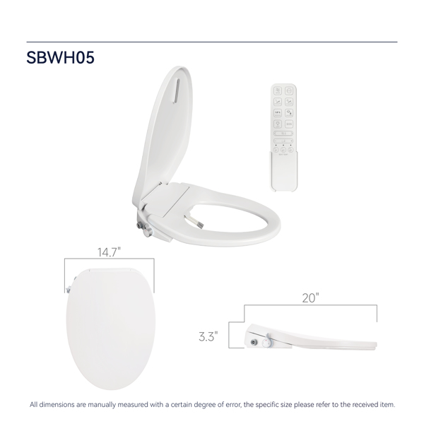 Electric Cushion Toilet Seat, Warm Water with Air Dryer, Heated Seat with Sensor and Slow Closing Cover, Strong and Weak Massage Cleaning, Night Light, Remote Control[Unable to ship on weekends]