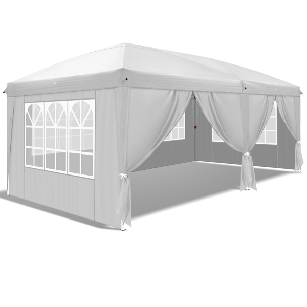 3 x 6m Four Windows Practical Waterproof Folding Tent White