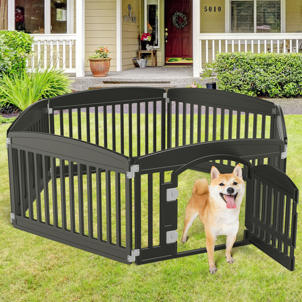 Dog Playpen Adjustable Folding Portable Pet Fence for Small to Medium Dogs Indoor Outdoor Use,6-Panel,black