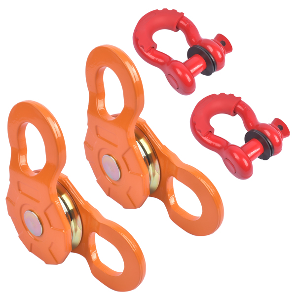 2Pcs Pack Snatch Block Towing Pulley w/ Shackle Heavy Duty Offroad Recovery Winch