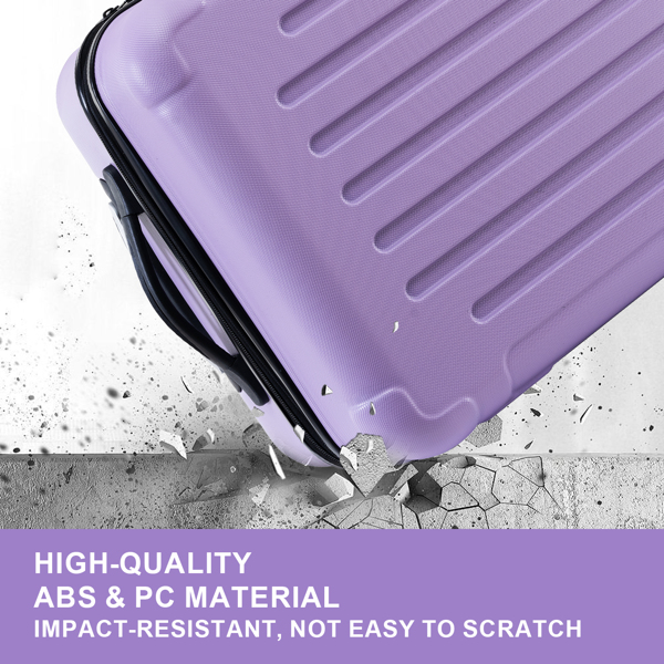 Luggage Sets ABS+PC Hardshell 3pcs Clearance Luggage Hardside Lightweight Durable Suitcase sets Spinner Wheels Suitcase with TSA Lock (20/24/28),Purple