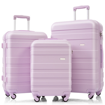 Luggage Sets New Model ABS Hardshell 3pcs Clearance Luggage Hardside Lightweight Durable Suitcase sets Spinner Wheels Suitcase with TSA Lock 20\\'\\'24\\'\\'28\\'\\'(purple)