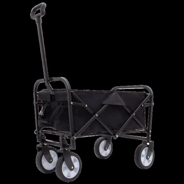 Multi-use Bag Collapsible Foldable Wagon Cart Beach Wagon Heavy Duty Utility Cart Utility Wagon Grocery Cart for for Camping ,3pcs  plastic Liner bag /Cover ,black