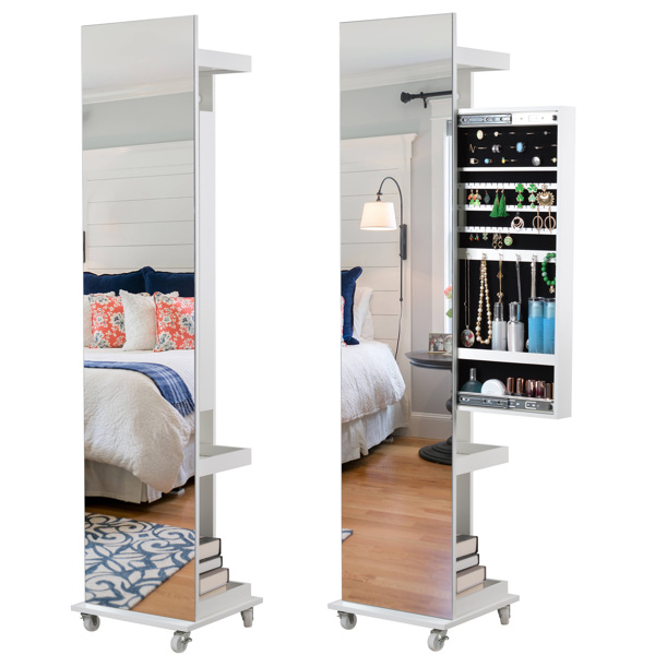 Full Length Mirror 360° Swivel Jewelry Cabinet