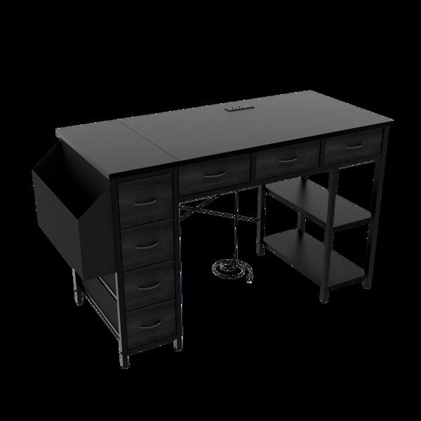 47.3" Computer Desk with 7 Drawers, Extra Large Side Pocket, and Power Outlets – Ideal for Home Office, Study, or Gaming –  Black