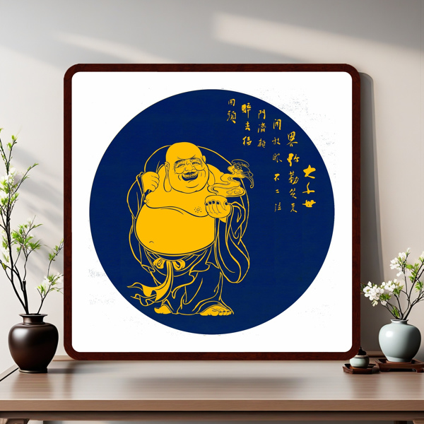 Laughing Buddha Tayin Energy Painting Size 24X24 inch (61X61cm)