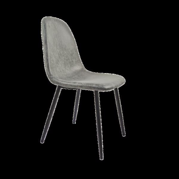 Dining Chairs Set of 4, Modern Accent Chairs with Soft glove suede Fabric Upholstered Seat, Spoon Shape Kitchen Chair with Black Metal Legs Dining Side Chairs for Dining Room Kitchen (Grey)