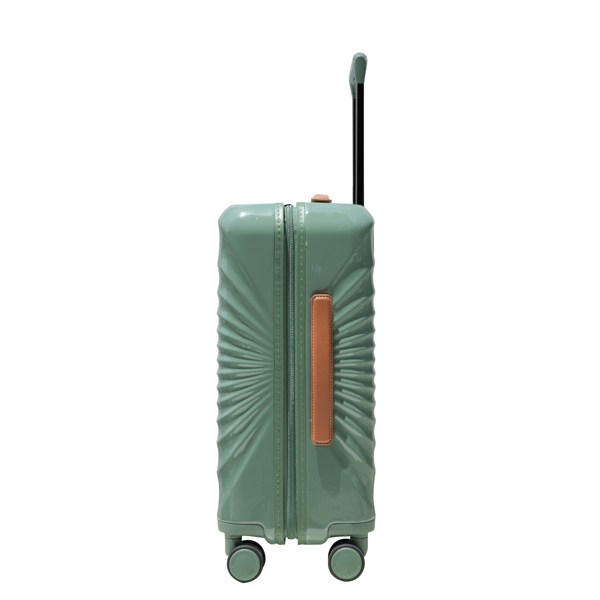 24"  Luggage Lightweight Suitcase TSA Lock USB port Luggage  Wheel lock Artificial leather Top handle Spinner Wheels GREEN