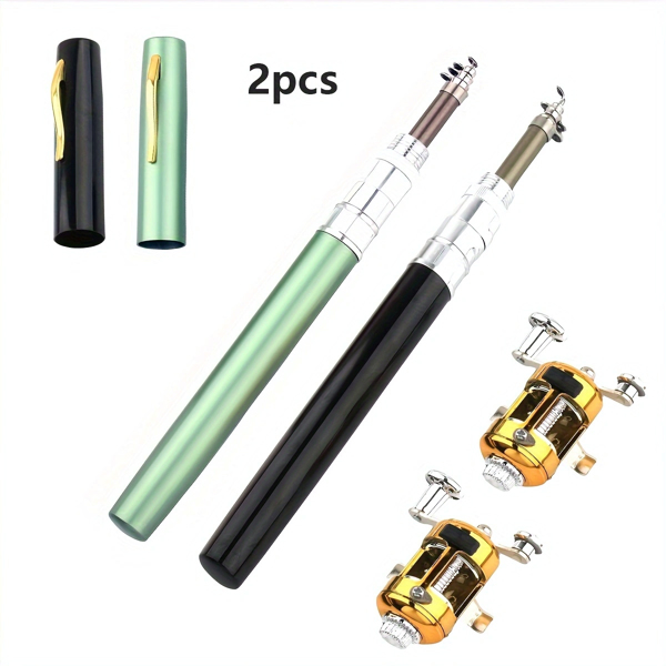 2 Set Pocket-Sized Pen Style Fishing Rod - Compact, Portable, and Ultra-Lightweight for Ice Raft, Bridge, and Travel Fishing - Perfect Gift for Fishing Enthusiasts and Beginners(Maybe YunExpress Logis