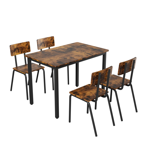 5-Piece Dining Table Set with 4 Chairs, 43" Kitchen Table & Chairs Set for 4, Dining Room Table with Metal Frame & MDF Board, Perfect for Small Space, Easy Clean