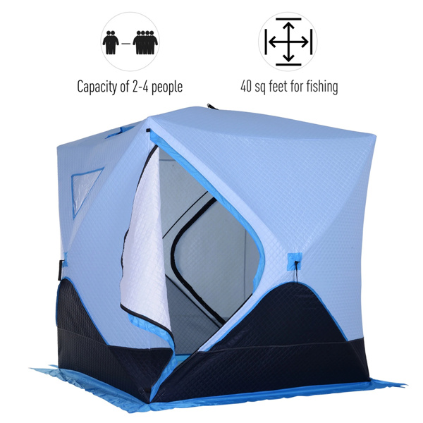 4 Person Pop-up Ice Fishing Tent,Light Blue Ice Shanty  80.75" L x 70.75" W x 70.75"