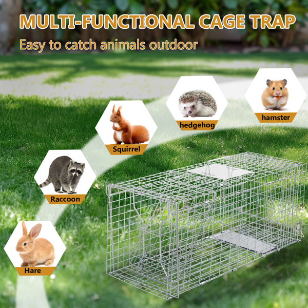 32" Live Animal Cage Trap, Heavy Duty Folding Raccoon Trap, Humane Cat Trap with Handle for Rabbits, Stray Cats, Squirrels, Raccoons, Skunk, Mole, Groundhogs and Opossums