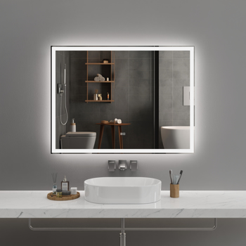 48\\"x36\\" Modern LED Smart Mirror Bathroom Mirror, Front Lit & Back Lit With 3 Color Adjustable, Memory Function, Anti-Fog, Time Mode Control[Unable to ship on weekends]