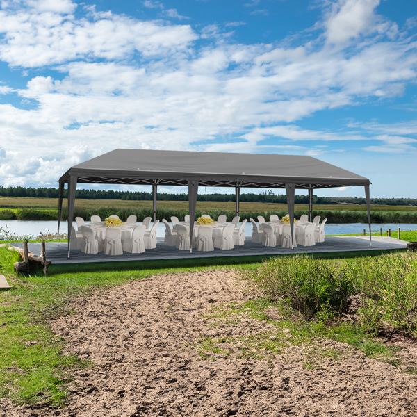 10x30ft Outdoor Pop Up Canopy, Portable Instant Canopy Tent for Outdoor Events Party Wedding Birthday Graduation, Dark Grey