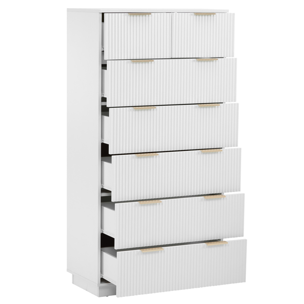 FCH White P2 Particle Board and Density Board Wavy Pattern Drawer Front Six-Level Seven-Drawer Cabinet