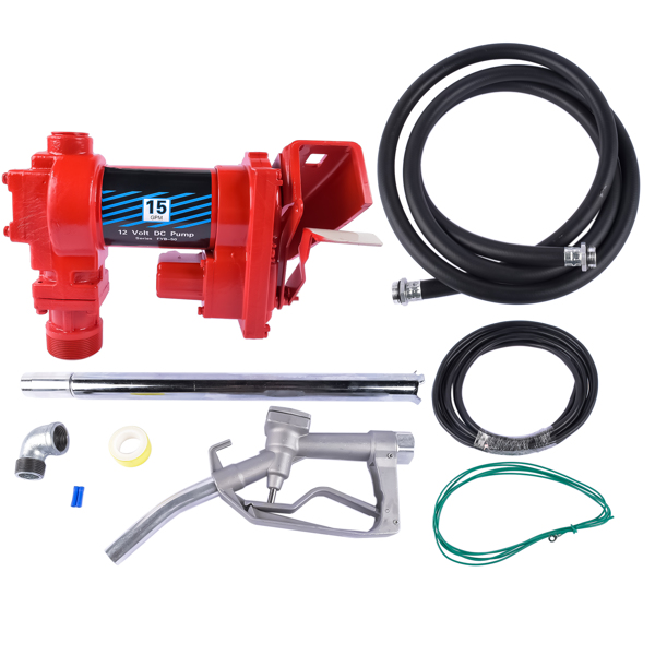 Transfer of Gasoline Diesel Kerosene 12V 15 GPM Fuel Transfer Pump + Nozzle Kit