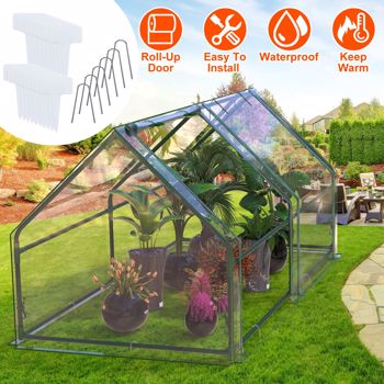 70.86*33.46*37.4 in Portable Mini Greenhouse With Roll-Up Zipper Doors Waterproof UV-Resistant PVC Cover Hot House For Indoor Outdoor Garden Patio Backyard 