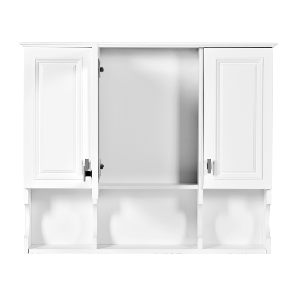 35'' x 28'' Wall Mounted Bathroom Medicine Cabinet, Modern Bathroom Wall Cabinet with Mirror,  Mirror Cabinet with Open Shelves