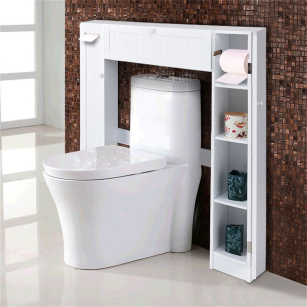 White Bathroom Cabinet/Over The Toilet Storage Cabinet with 2 Cabinets