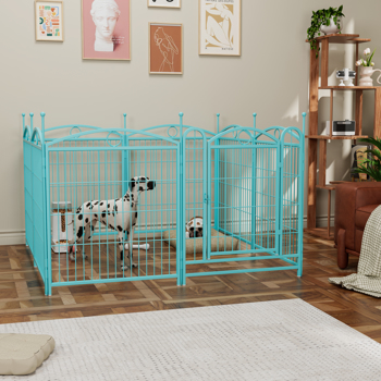 Dog Playpen Indoor 32 inch 8 Panels Metal Dog Pen Pet Dog Fence Outdoor Exercise Pen with Doors, Heavy Duty Dog Fence Puppy Pen for Large Medium Small Dogs Indoor Outdoor Foldable Pet Exercise Pen