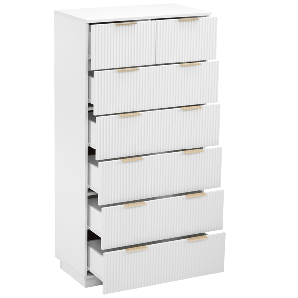 FCH White P2 Particle Board and Density Board Wavy Pattern Drawer Front Six-Level Seven-Drawer Cabinet